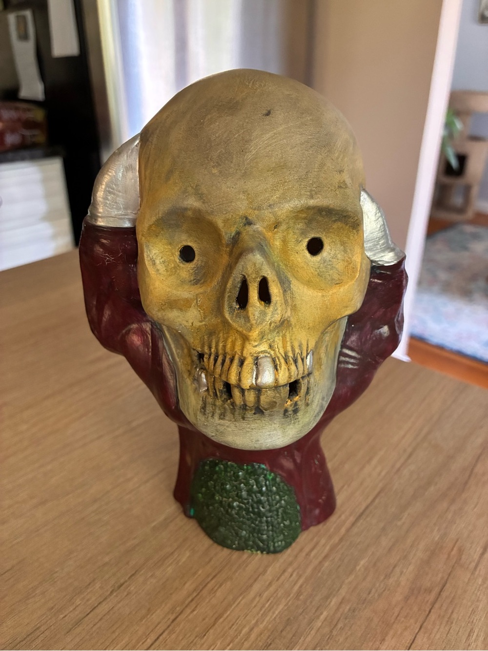 Halloween Monster Claw Holding Skull Ceramic Sculpture - Gothic Home Art